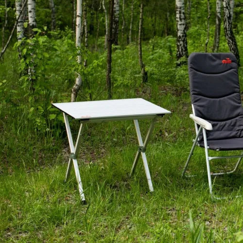 Load image into Gallery viewer, Tramp Roll-80 Aluminum Roll-Up Camping Table with Adjustable Leg for Uneven Terrain