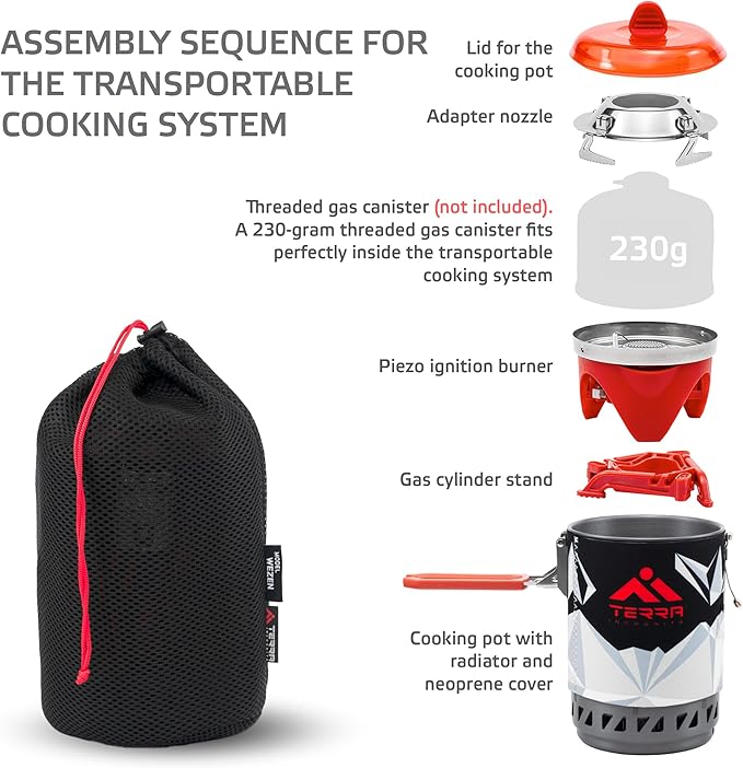 Load image into Gallery viewer, Wezen Integrated Cooking System with 1L Pot and Auto-Ignition - Compact 2200W Stove for Efficient Alpine Cooking and Technical Trekking