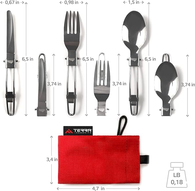 Load image into Gallery viewer, Base Set 3-Piece Stainless Steel Camping Cutlery Set - Premium 18/8 Grade Outdoor Utensils with Carrying Case