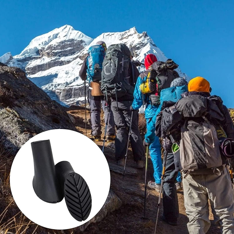 Load image into Gallery viewer, Group of hikers on a mountain trail with inset of black shoe sole.