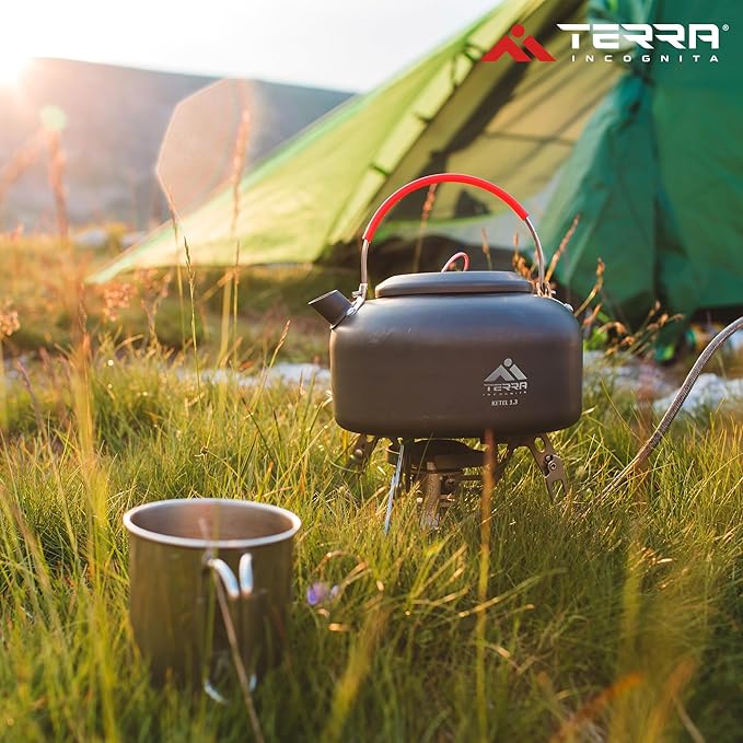 Load image into Gallery viewer, Camping Kettle 1.3L Aluminum Ultralight Backpacking Teapot with Heat-Resistant Silicone Grips