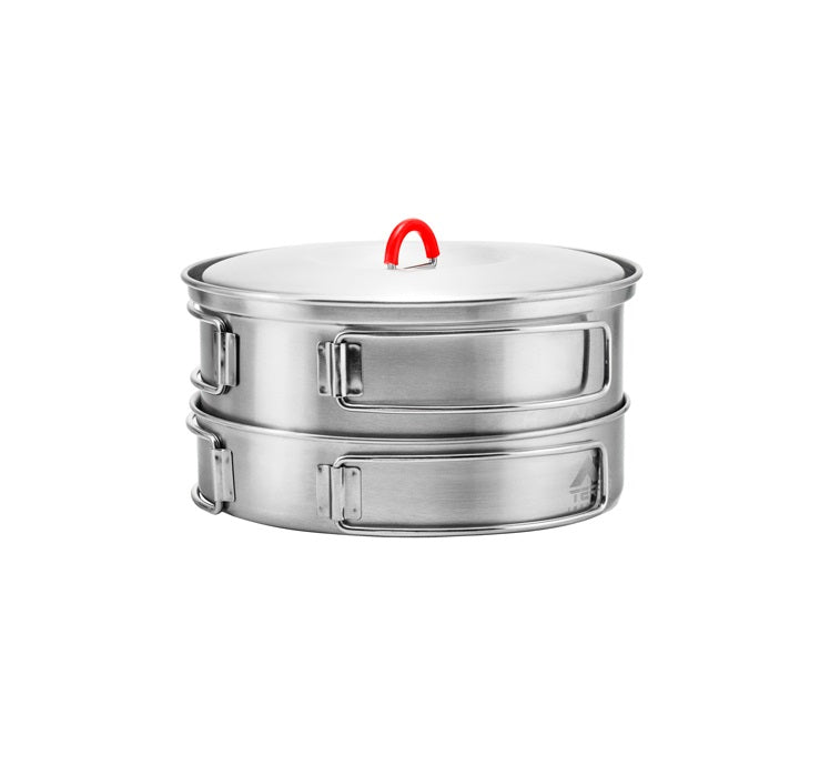 Load image into Gallery viewer, Camping Cookware Set 2-4 Person Stainless Steel Pots & Pan M/L | Family Set