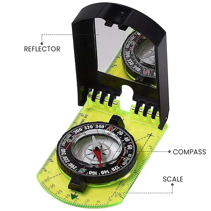 Load image into Gallery viewer, Mirror Compass, Sighting, Folding Luminous Design, Yellow | TrekLine