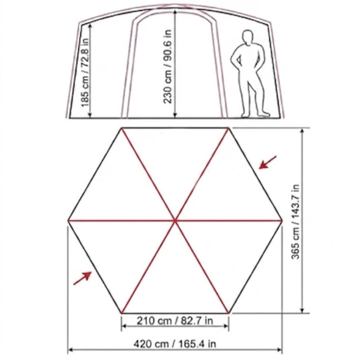 Load image into Gallery viewer, Technical drawing of a geometric structure with measurements in millimeters