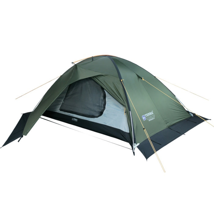 Load image into Gallery viewer, Orange Stream 2 expedition tent with snow skirt in high-altitude mountain winter