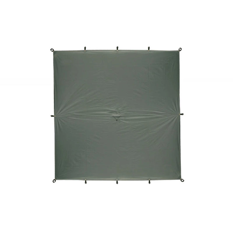 Load image into Gallery viewer, Square khaki waterproof shelter tarp for camping and backpacking expeditions.