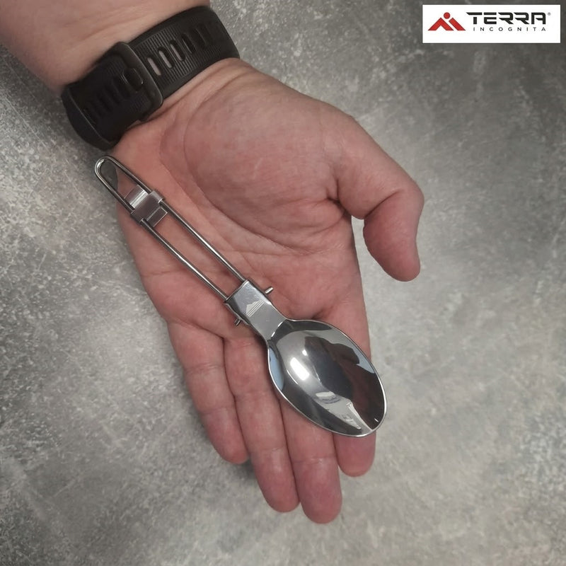 Load image into Gallery viewer, Camping Spoon Folding 18/8 Stainless Steel Utensil with Carry Case | Terra Incognita