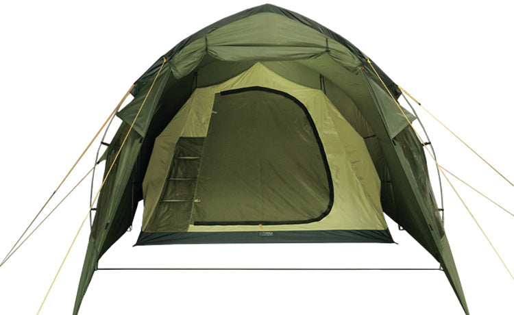 Load image into Gallery viewer, Camp 4 Four-Person Tunnel Tent with Extended Vestibule and Support Poles - Affordable Family Camping Shelter with Dual Entrances