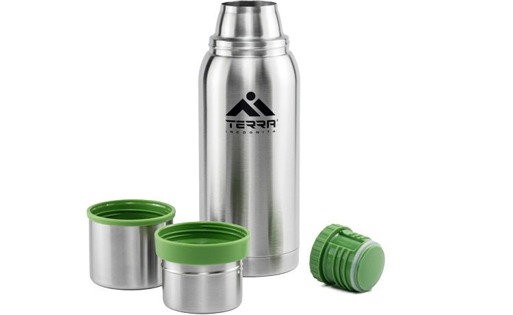 Load image into Gallery viewer, Duett Vacuum Insulated Stainless Steel Thermos with Dual Cups - Premium 34/40 fl oz Thermal Flask with Pour-Through Stopper