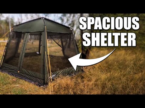 Load and play video in Gallery viewer, Picnic Family Gazebo Tent with Metal Frame and Insect Protection - Spacious Shelter for Outdoor Kitchen and Dining Area