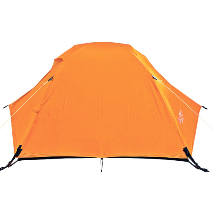 Load image into Gallery viewer, SkyLine 2 orange 2-person tent pitched in a grassy mountain valley