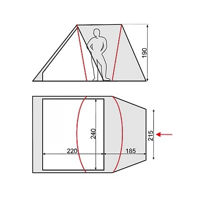 Load image into Gallery viewer, Size and floor plan diagram for Terra Incognita Camp 4 tunnel tent
