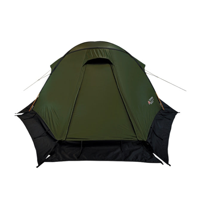 Load image into Gallery viewer, Front View of Green TopRock 2 Expedition Tent Featuring Full Snow Skirts