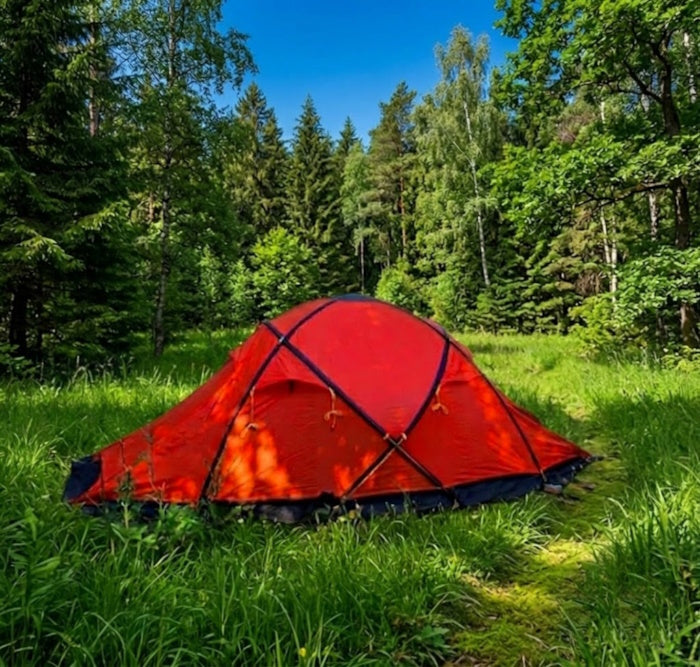 Load image into Gallery viewer, Orange TopRock 2 Mountaineering Tents at a Snowy High-Altitude Basecamp