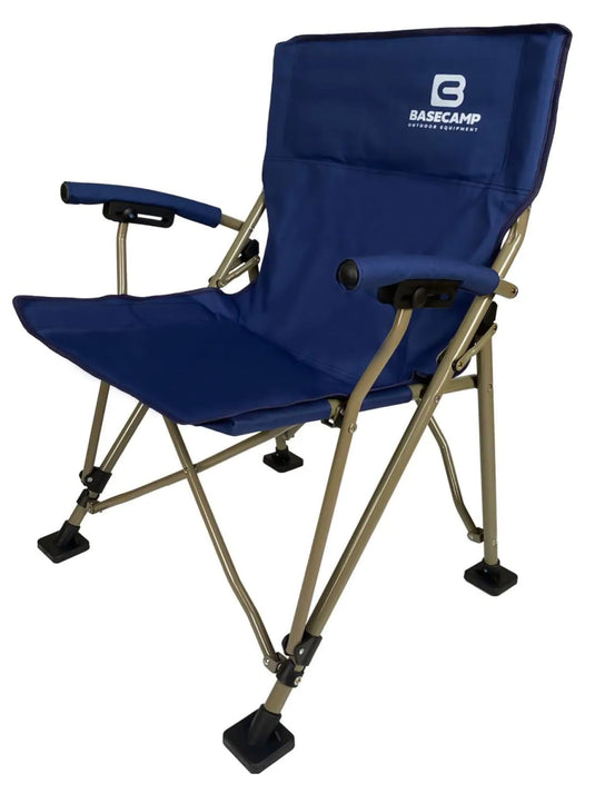 Base Camp Status Folding Camp Chair with Wide Stability Feet for Soft Surfaces