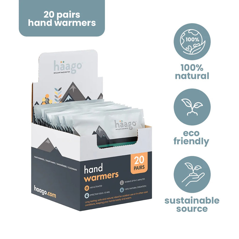 Load image into Gallery viewer, Hand Warmers 10-Hour Disposable, Air-Activated Hand Warmers (20 Pairs) | Haago
