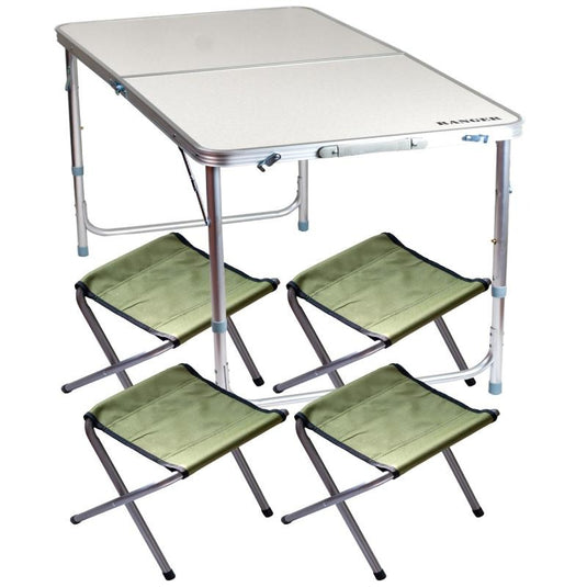 Camping table set with 4 stools 3 height levels suitcase fold | Ranger ST 401