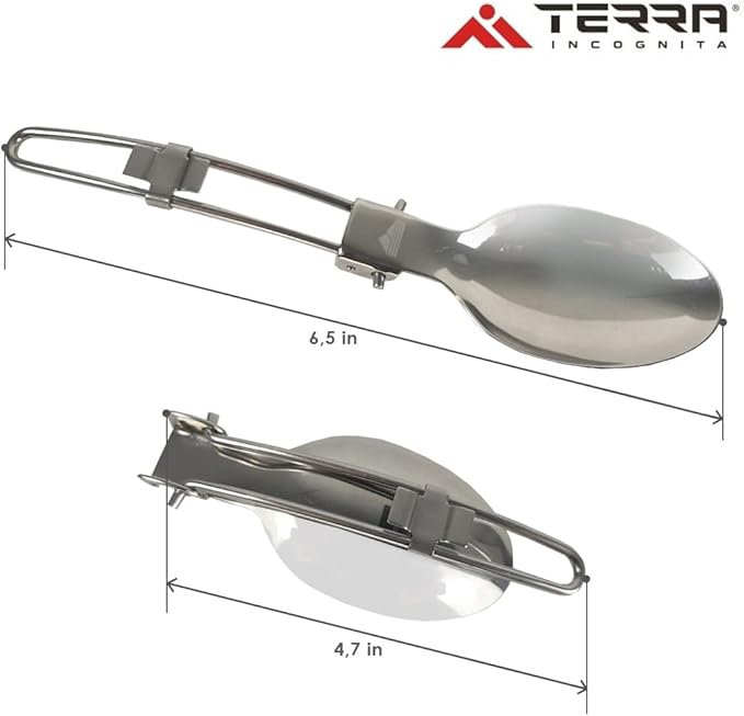 Load image into Gallery viewer, Folding Camping Spoon with Carry Case - Premium 18/8 Stainless Steel Collapsible Utensil for Outdoor Adventures
