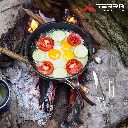 Base Set 3-Piece Stainless Steel Camping Cutlery Set - Premium 18/8 Grade Outdoor Utensils with Carrying Case
