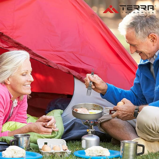 Base Set 3-Piece Stainless Steel Camping Cutlery Set - Premium 18/8 Grade Outdoor Utensils with Carrying Case