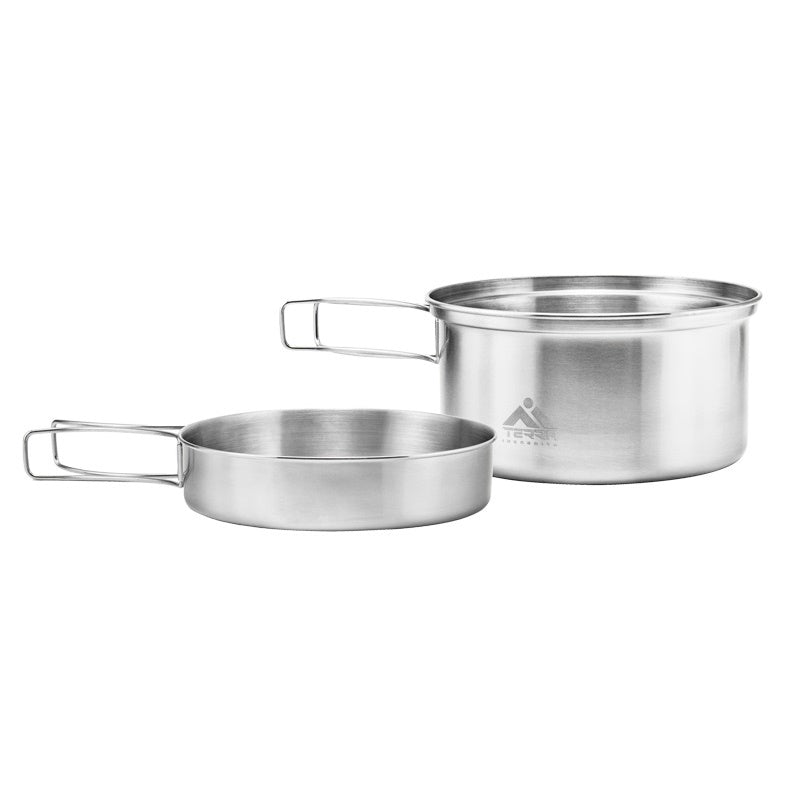 Load image into Gallery viewer, Camping Cookware Set for 1–2 Persons, Nesting Stainless Steel | Pot Pan Set
