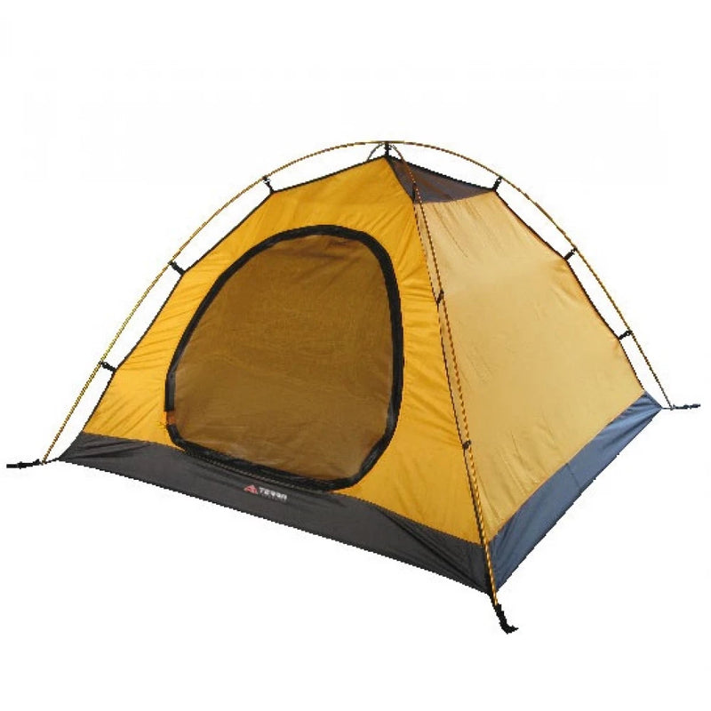 Load image into Gallery viewer, Interior view of yellow Canyon 3 inner tent with large D-shaped mesh entrance
