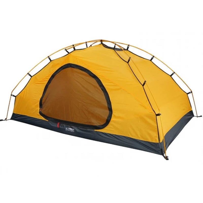 Load image into Gallery viewer, Yellow breathable inner tent of Cresta 2 Alu with mesh door and aluminum poles
