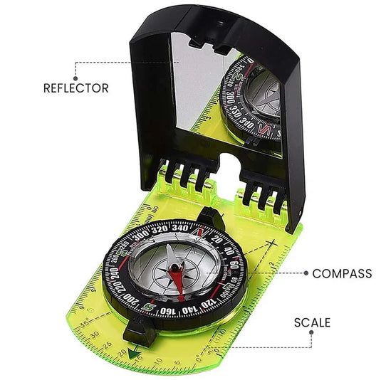 Mirror Compass, Sighting, Folding Luminous Design, Yellow | TrekLine