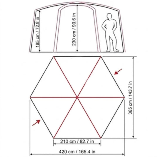 Technical drawing of a geometric structure with measurements in millimeters