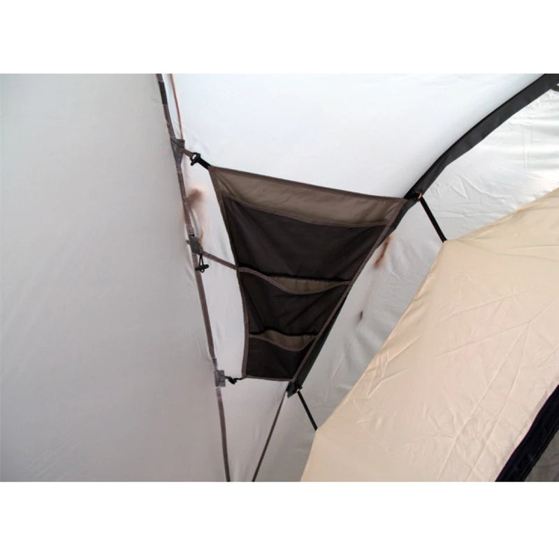 Load image into Gallery viewer, Close-up of a three-tier mesh storage pocket inside the Grand 5 camping tent
