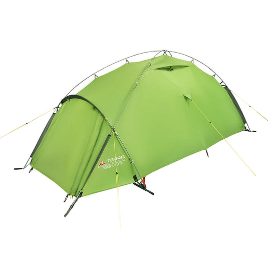 Green Ksena 2 Lite technical tent with waterproof silicone rainfly and 3 poles