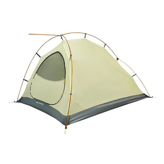 Light yellow inner tent of Ligera 2 with a grey waterproof floor and pole setup