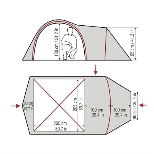 Camping Tent for 3–4 Persons, Family 3-Season, XL Vestibule with Windows | Geos 3