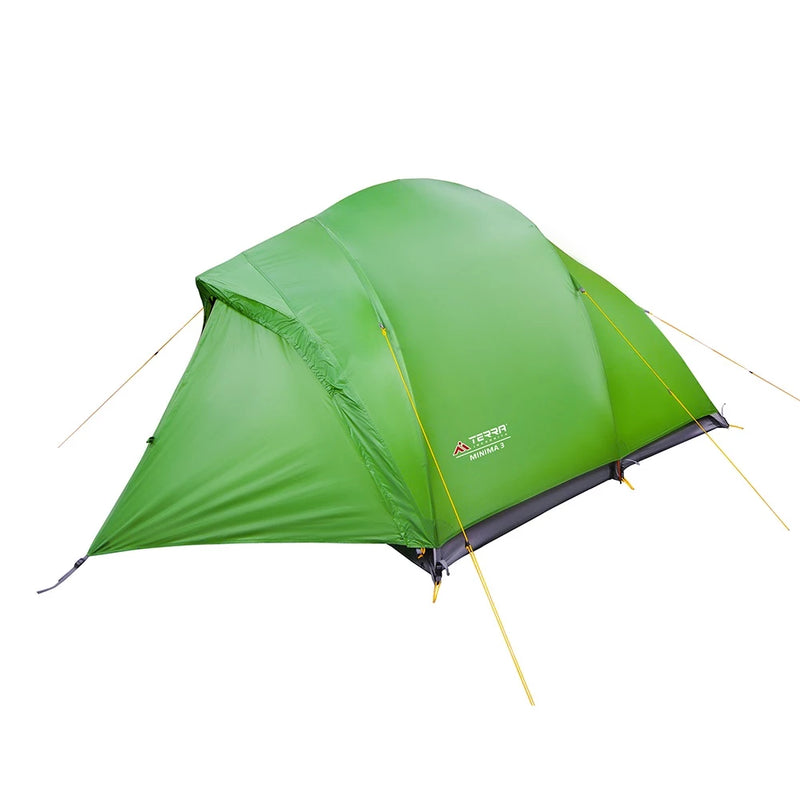 Load image into Gallery viewer, Light green 3-person waterproof tent with 4-pole aluminum frame and taut rainfly
