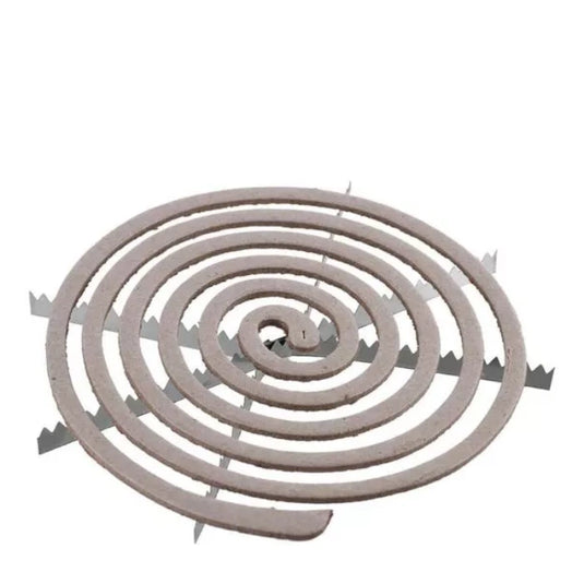 Lifesystems spiral smoke coil placed on a cross-shaped metal stand for stability