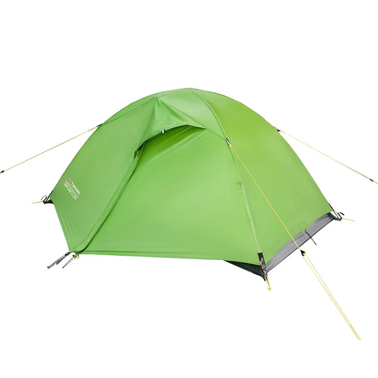 Light green SkyLine 2 Lite ultralight tent with closed rainfly on white background