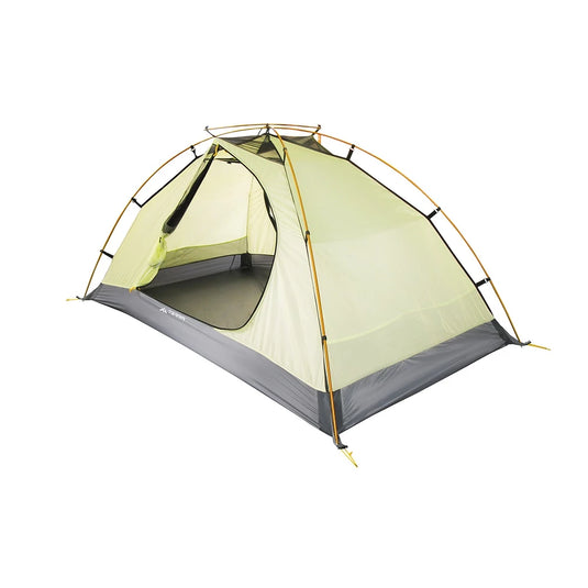 Yellow Rip Stop inner tent of SkyLine 2 Lite with aluminum poles and open door