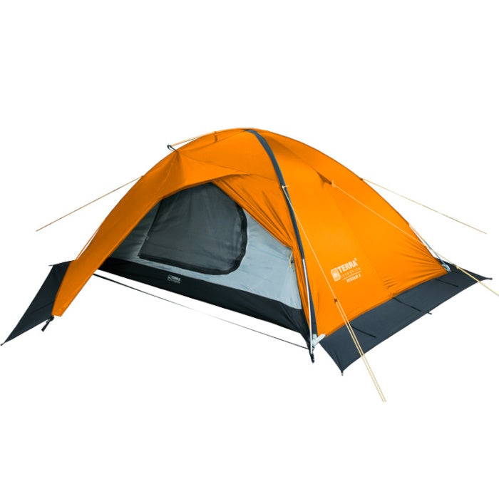 Load image into Gallery viewer, Stream 2 tent technical scheme: 220x150x105 cm with two 70 cm vestibules layout
