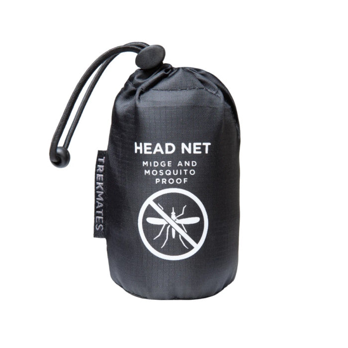 Load image into Gallery viewer, 
Black Trekmates HeadNet storage pouch with a drawstring and mosquito icon

