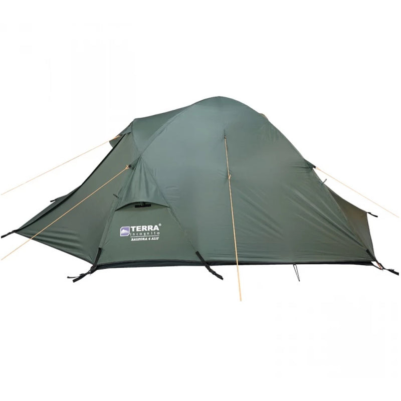 Load image into Gallery viewer, Khaki Terra Incognita Baltora 4 Alu 4-5 person tent, side view, closed
