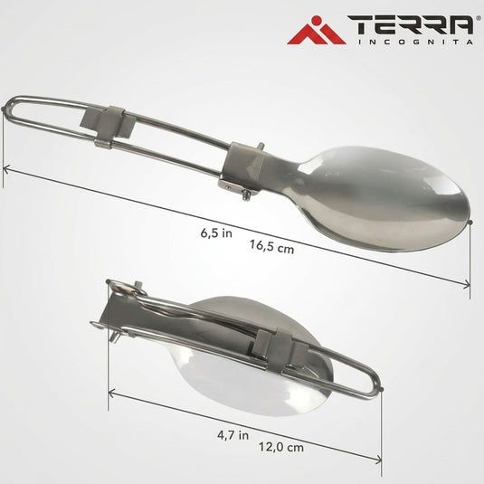 Camping Spoon Folding 18/8 Stainless Steel Utensil with Carry Case | Terra Incognita