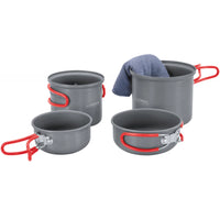 Camping Cookware Set 2-Person Anodized Aluminum Pots & Pan Lids | Du
