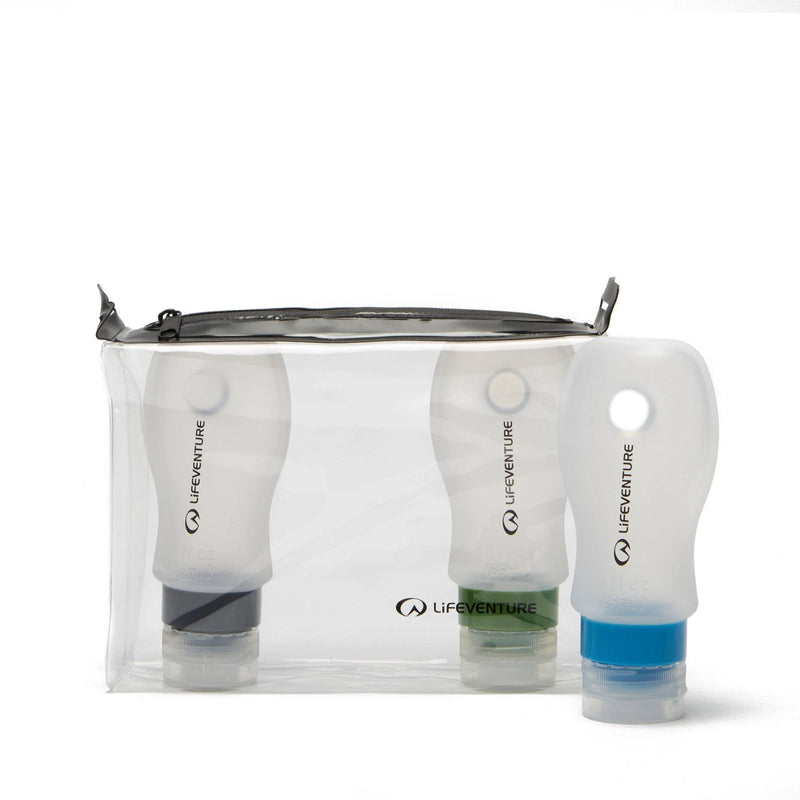 Load image into Gallery viewer, Travel Bottles Silicone Set 3x89ml TSA Carry-On Flight Case | Lifeventure
