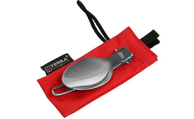Load image into Gallery viewer, Folding Camping Spoon with Carry Case - Premium 18/8 Stainless Steel Collapsible Utensil for Outdoor Adventures
