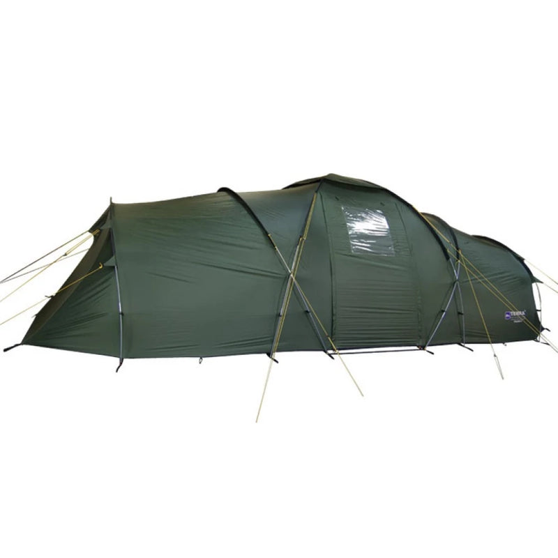 Load image into Gallery viewer, Full side profile of Terra Incognita Grand 8 tent showcasing tunnel shape and pole layout.
