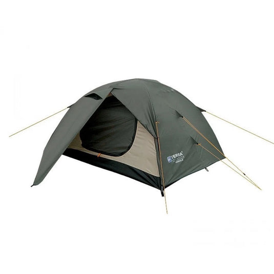 Terra Incognita Omega 2-person camping tent in khaki green color