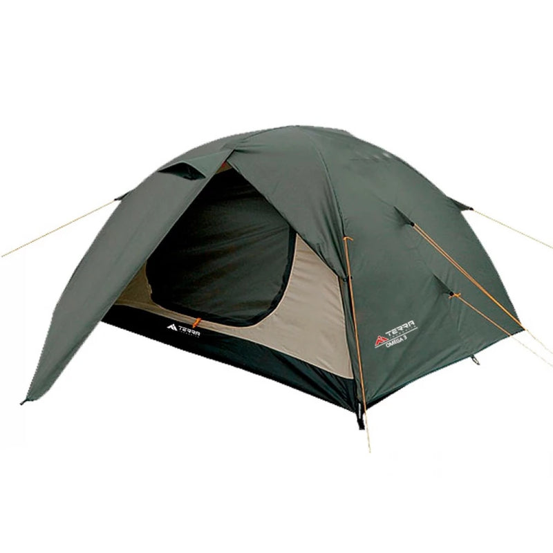 Load image into Gallery viewer, Terra Incognita Omega 3-person 4-season tent in khaki with dual vestibules
