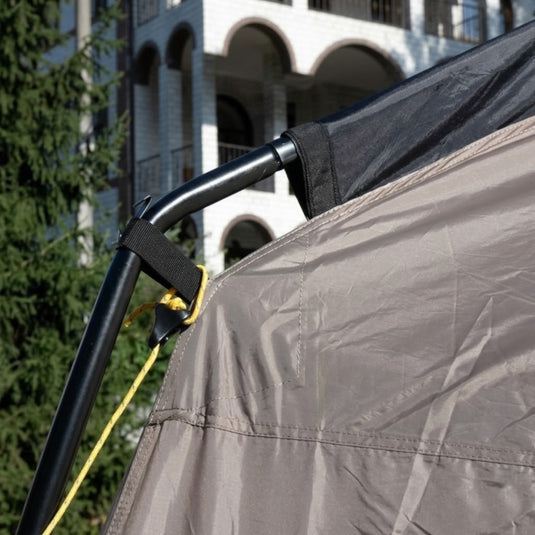 Terra Incognita Picnic screen house gazebo set up in a backyard with mesh walls