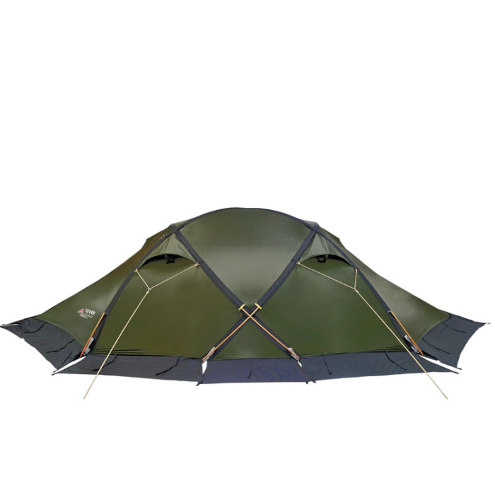 Load image into Gallery viewer, Rear View of Green TopRock 2 Expedition Tent with 4-Pole Aluminum Frame Structure
