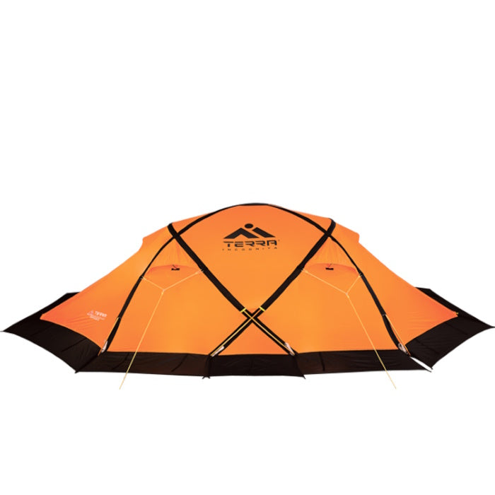 Load image into Gallery viewer, Rear View of Orange TopRock 2 Expedition Tent with 4-Pole Aluminum Frame
